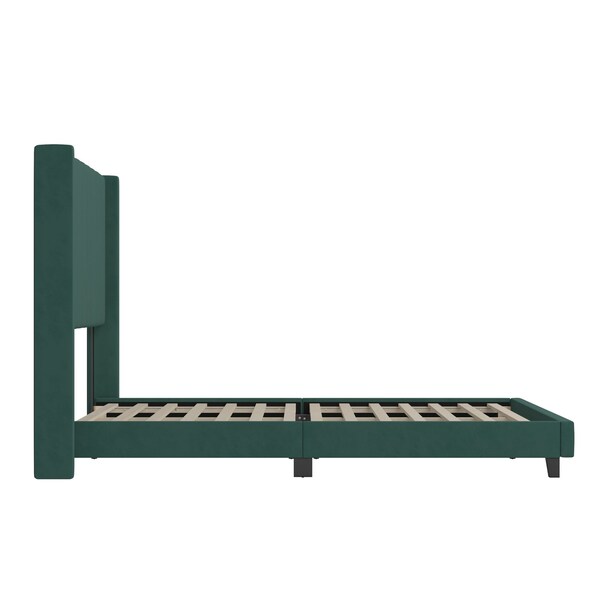 Emerald Green Flash Furniture Emerald Velvet King Platform Bed with Headboard YK